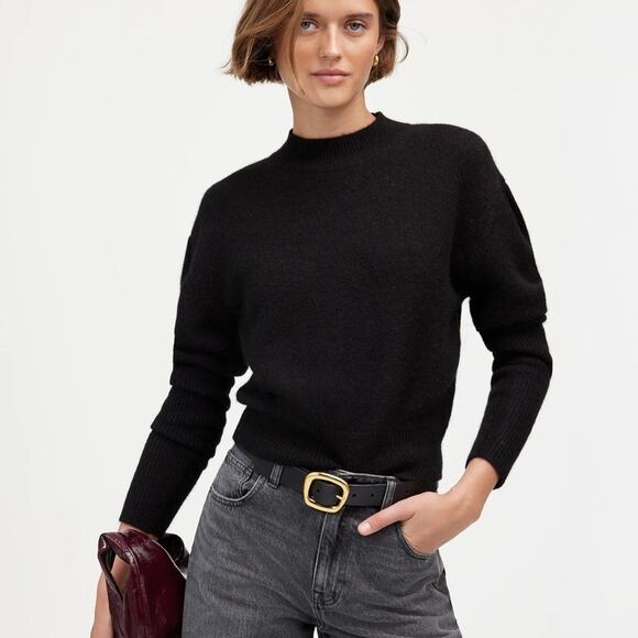 Madewell Alpaca-Blend Mockneck Puff Sleeve Sweater Size S NT581 - Picture 2 of 3